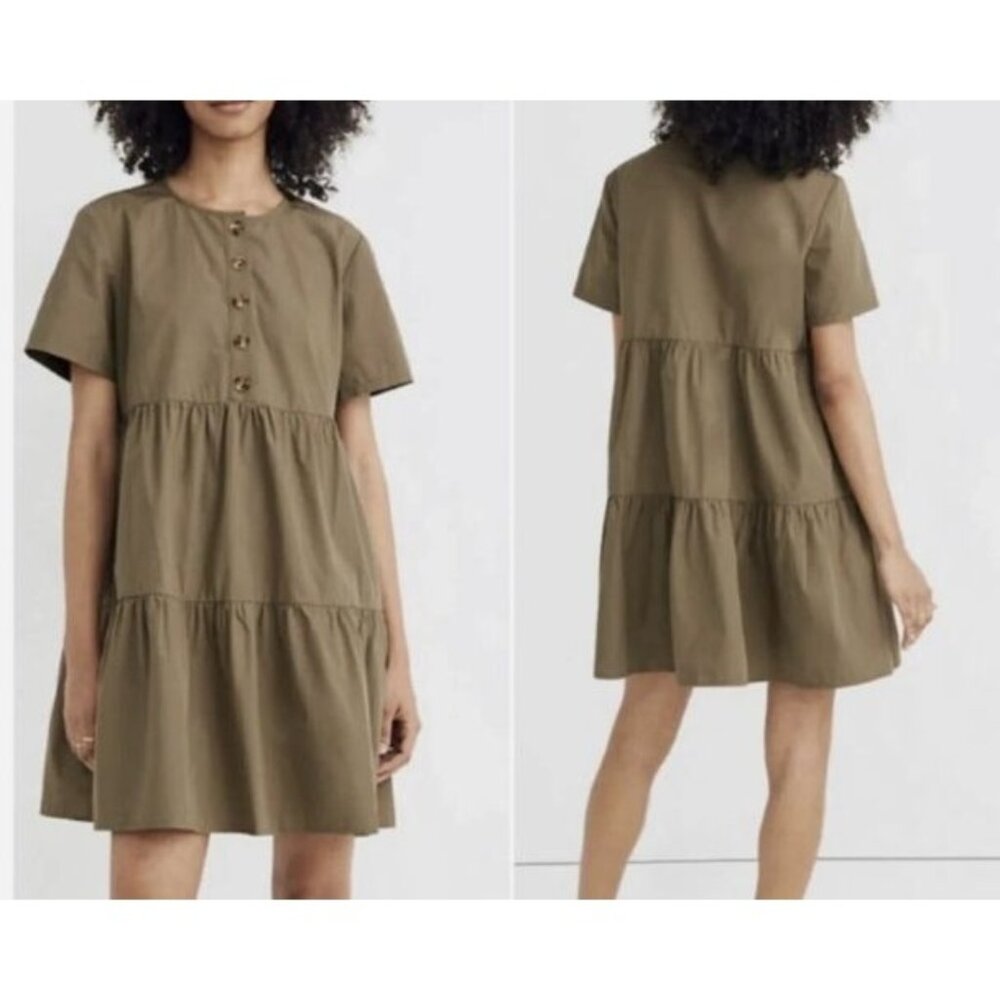 Madewell Button Front Tiered Mini Dress Medium
